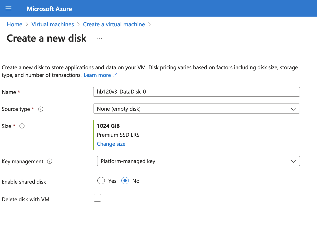 Azure Create a New Disk